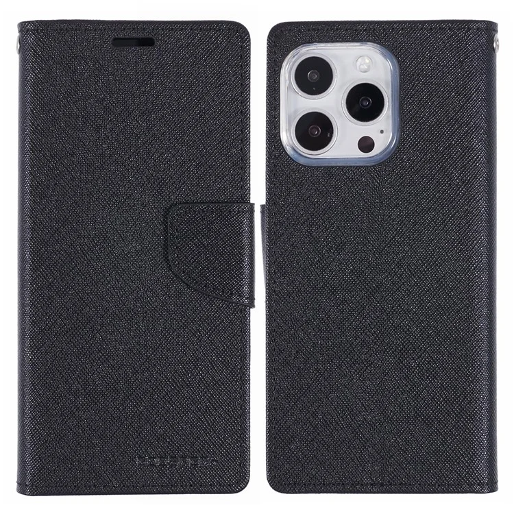 Mercury Goospery Para Iphone 16 Pro Case PU Causão Capela Capela Tape - Preto