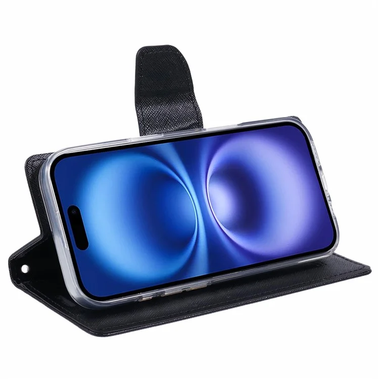 Mercury Goospery Para Iphone 16 Pro Case PU Causão Capela Capela Tape - Preto