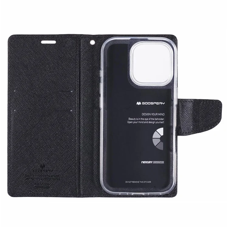 Mercury Goospery Para Iphone 16 Pro Case PU Causão Capela Capela Tape - Preto