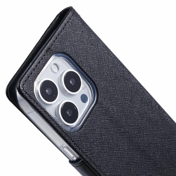 Mercury Goospery Para Iphone 16 Pro Case PU Causão Capela Capela Tape - Preto