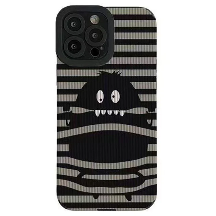 For iPhone 15 Pro Max Case Cartoon Monster Design PU Leather+TPU Phone Cover