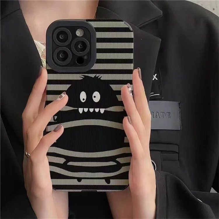 For iPhone 15 Pro Max Case Cartoon Monster Design PU Leather+TPU Phone Cover