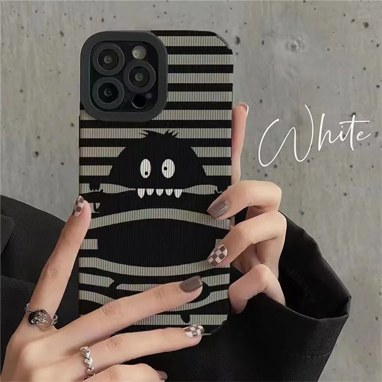For iPhone 15 Pro Max Case Cartoon Monster Design PU Leather+TPU Phone Cover