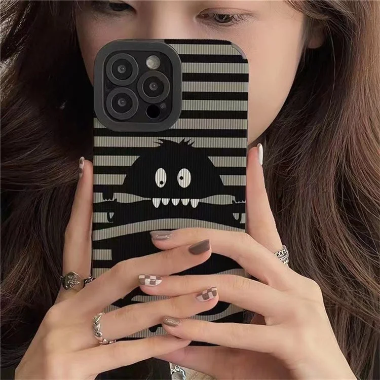 For iPhone 15 Pro Max Case Cartoon Monster Design PU Leather+TPU Phone Cover