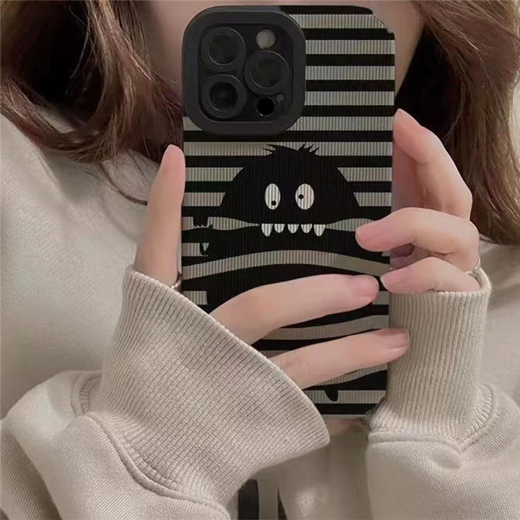 For iPhone 15 Pro Max Case Cartoon Monster Design PU Leather+TPU Phone Cover