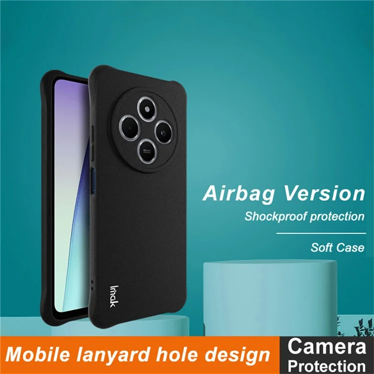 IMAK pour Xiaomi Poco C75 4G / Redmi 14R 5G / 14C 4G Coque TPU Housse de Téléphone Airbag Antichoc - Noir