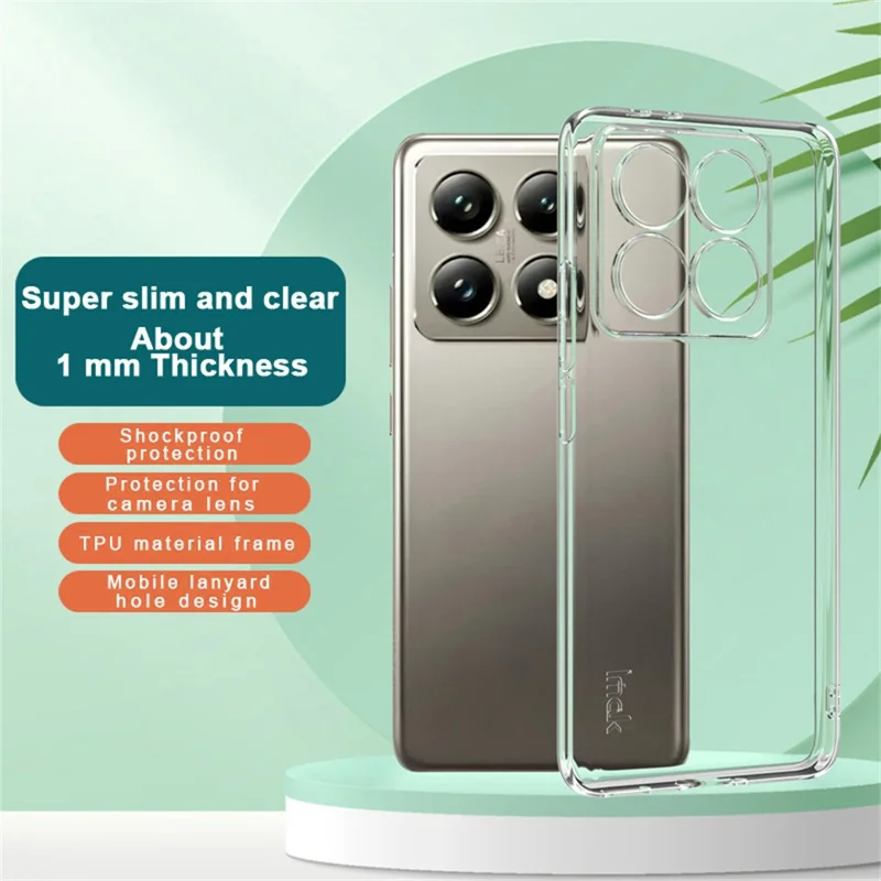 Funda IMAK UX-5 Series para Xiaomi 14T Pro, funda de TPU transparente ultra delgada para teléfono