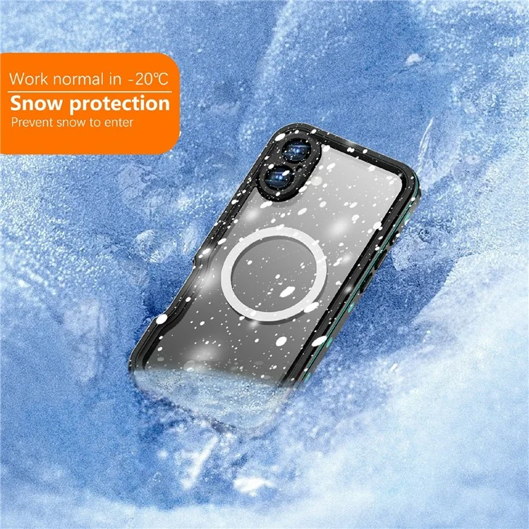 REDPEPPER D-UP Series For iPhone 16 Plus Case IP68 Waterproof Clear Back Panel Phone Cover Compatible with MagSafe - Blue