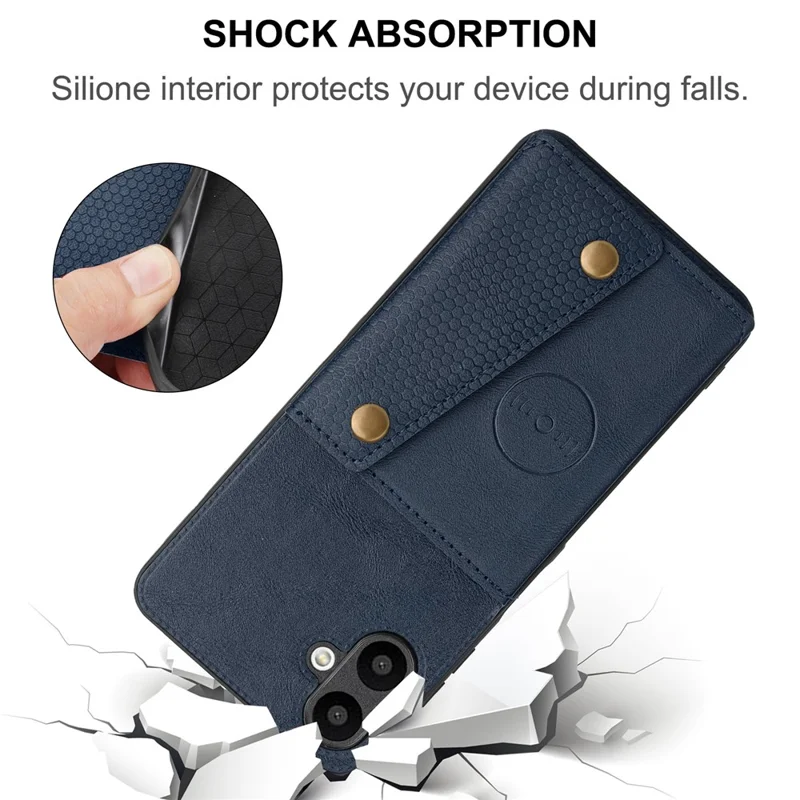 Para Samsung Galaxy A06 Ranuras de la Tarjeta de Caja de Cuero de Kickstand+tpu Teléfono - Azul