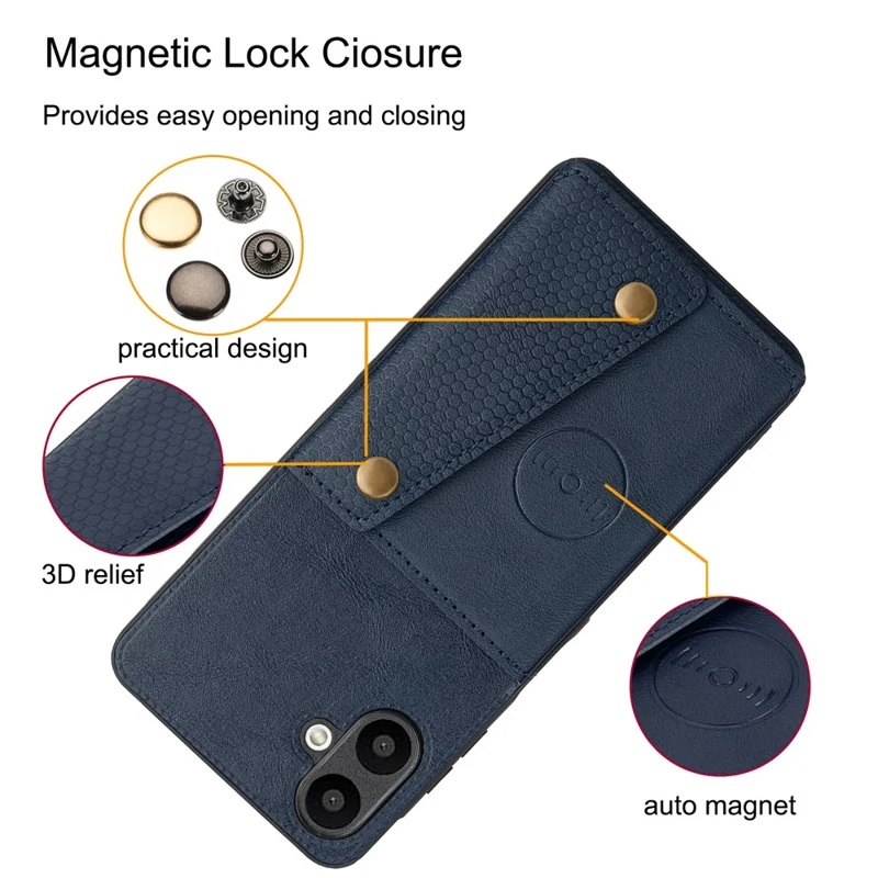 Para Samsung Galaxy A06 Ranuras de la Tarjeta de Caja de Cuero de Kickstand+tpu Teléfono - Azul