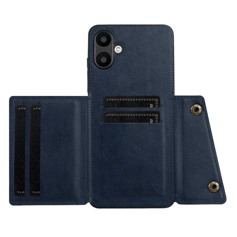 Para Samsung Galaxy A06 Ranuras de la Tarjeta de Caja de Cuero de Kickstand+tpu Teléfono - Azul