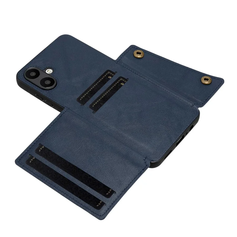 Para Samsung Galaxy A06 Ranuras de la Tarjeta de Caja de Cuero de Kickstand+tpu Teléfono - Azul