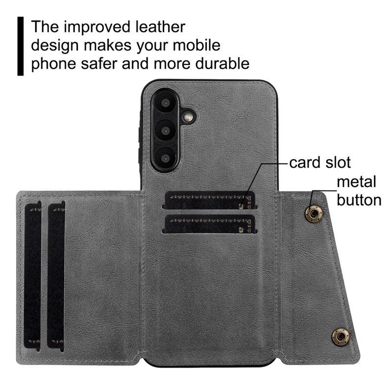 Pour Samsung Galaxy A16 Case Slots Kickstand Leather + Tpu Téléphone - Gris