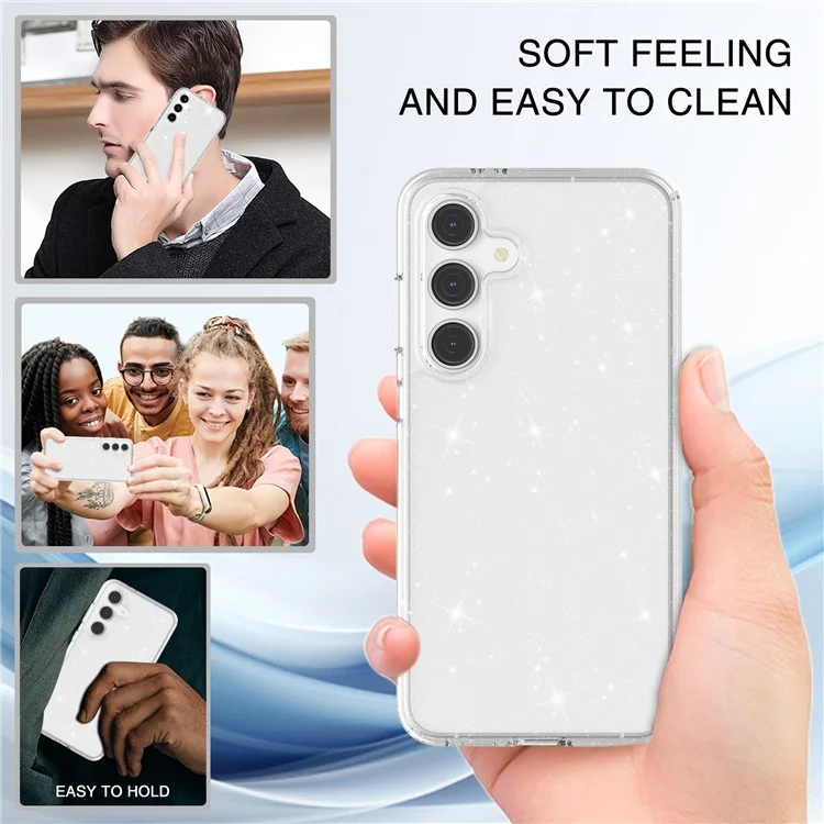 Para el caso de Samsung Galaxy S24 FE TPU+PC Glitter Transparent Phone Cover - Sparkly Glitter White