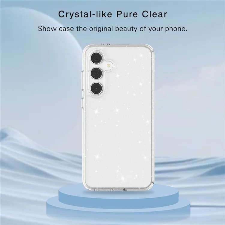Para el caso de Samsung Galaxy S24 FE TPU+PC Glitter Transparent Phone Cover - Sparkly Glitter White