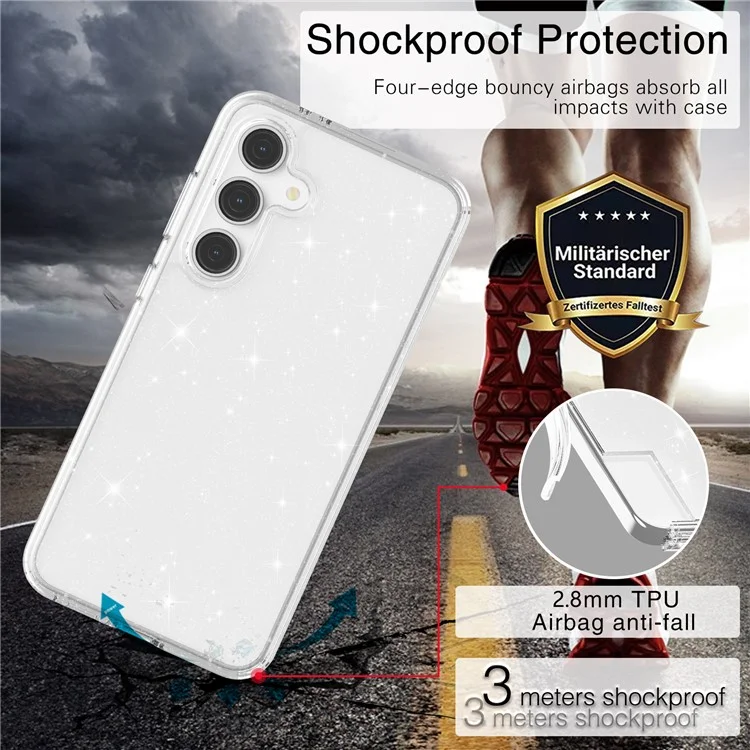 Para el caso de Samsung Galaxy S24 FE TPU+PC Glitter Transparent Phone Cover - Sparkly Glitter White
