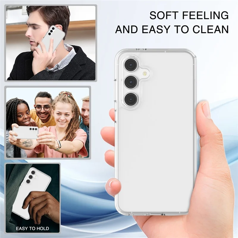 For Samsung Galaxy S24 FE Case PC + TPU Shockproof Clear Phone Cover - Transparent White