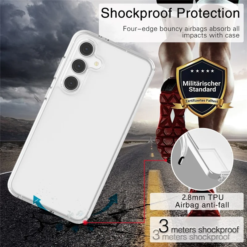 For Samsung Galaxy S24 FE Case PC + TPU Shockproof Clear Phone Cover - Transparent White
