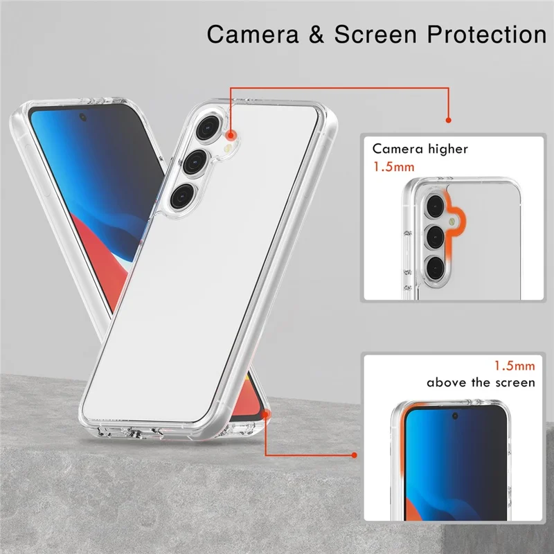 For Samsung Galaxy S24 FE Case PC + TPU Shockproof Clear Phone Cover - Transparent White