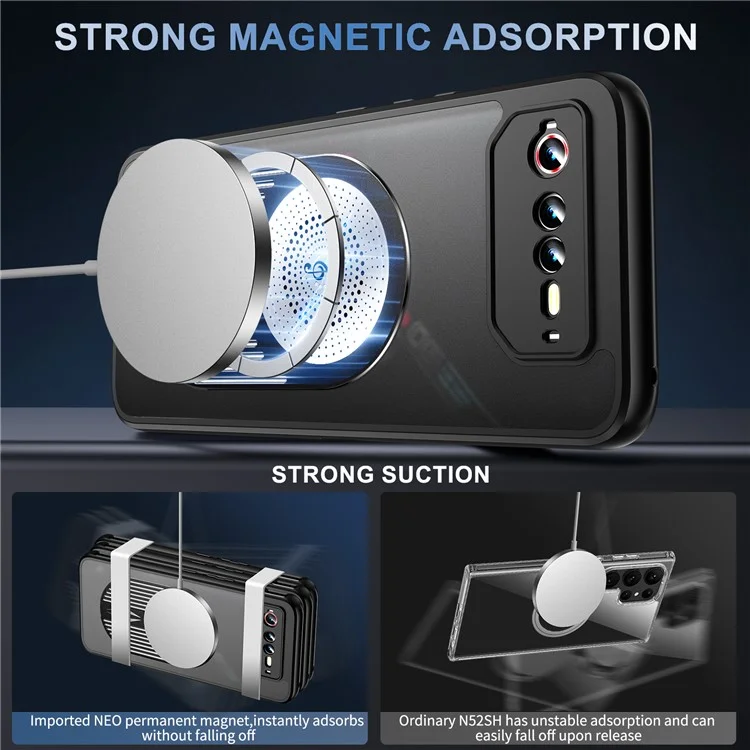 Para el Teléfono Asus Rog 6 5G / Teléfono 6 Pro 5G / Teléfono 6D 5G Case Magnética Disipación de Calor de Calor - Negro