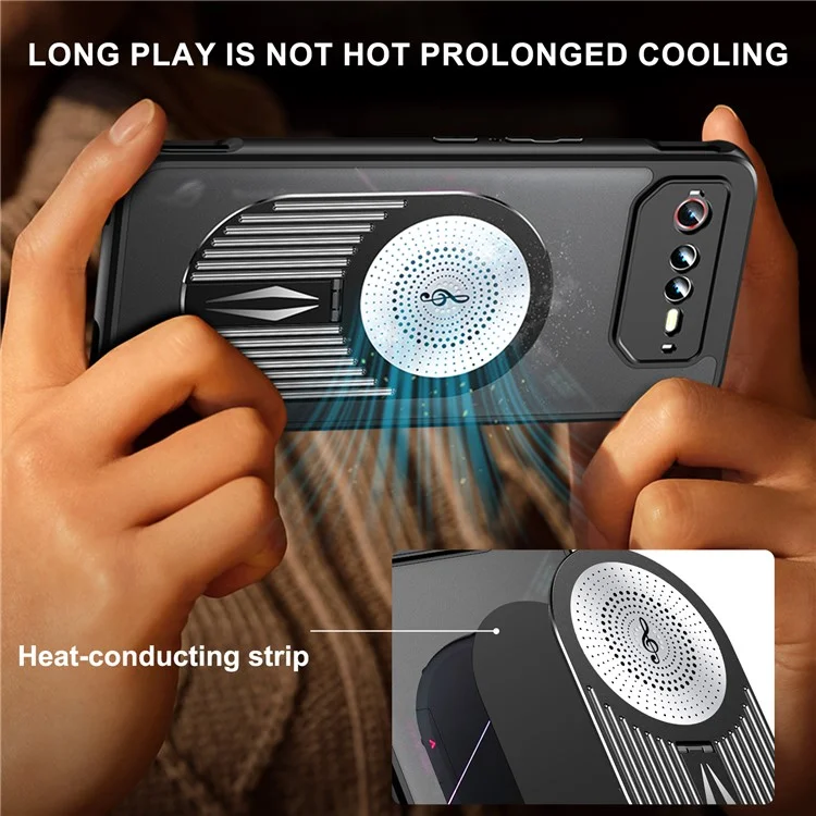 Para el Teléfono Asus Rog 6 5G / Teléfono 6 Pro 5G / Teléfono 6D 5G Case Magnética Disipación de Calor de Calor - Negro