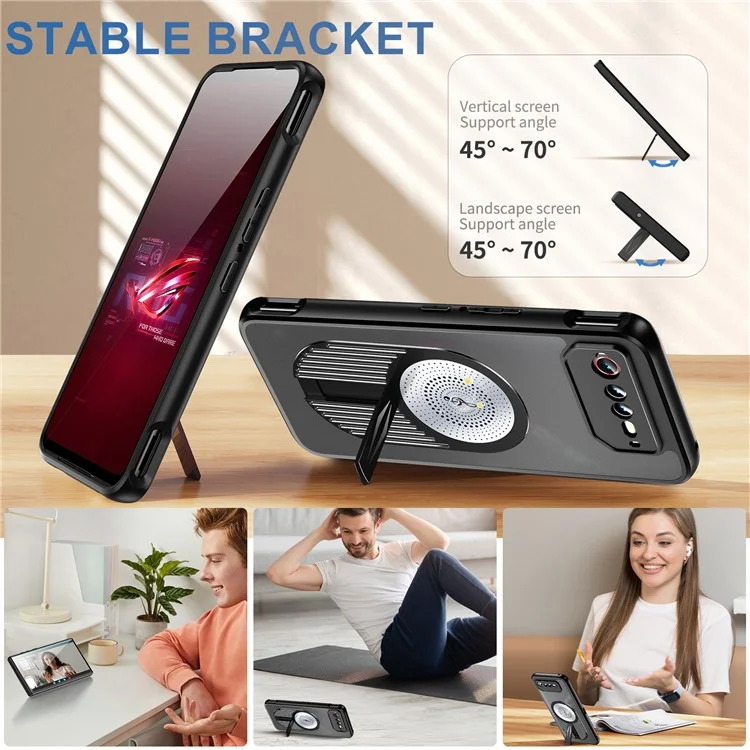 Para el Teléfono Asus Rog 6 5G / Teléfono 6 Pro 5G / Teléfono 6D 5G Case Magnética Disipación de Calor de Calor - Negro