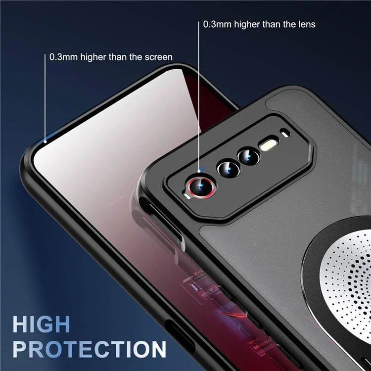 Para el Teléfono Asus Rog 6 5G / Teléfono 6 Pro 5G / Teléfono 6D 5G Case Magnética Disipación de Calor de Calor - Negro