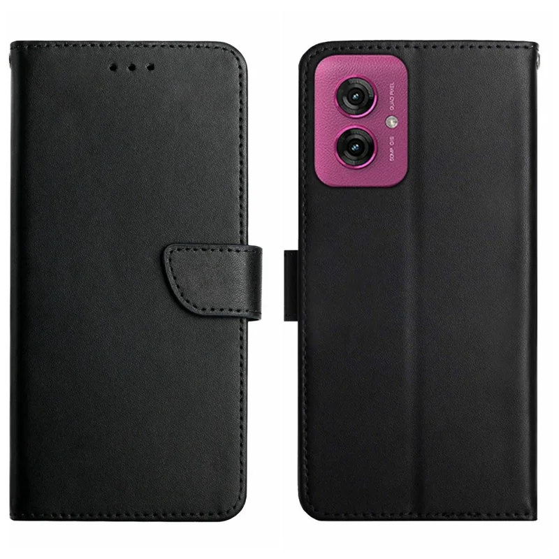 HT02 Para Motorola Moto G55 5G Case Genuino de Cuero de Vaca Cover Nappa Textura - Negro