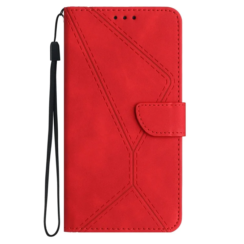 Étui de téléphone portable HT05 For Honor X7c 4G / 200 Smart 5G en cuir PU à lignes tactiles - Rouge