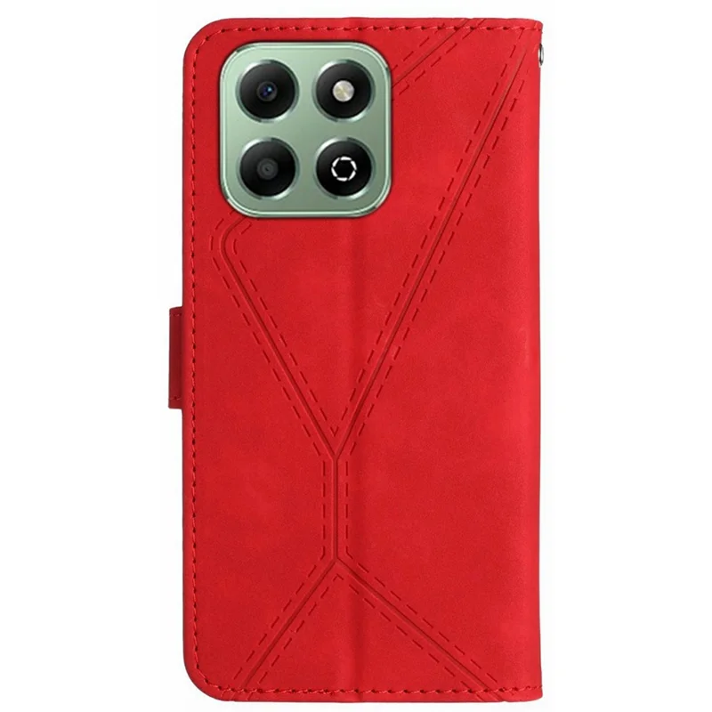 Étui de téléphone portable HT05 For Honor X7c 4G / 200 Smart 5G en cuir PU à lignes tactiles - Rouge