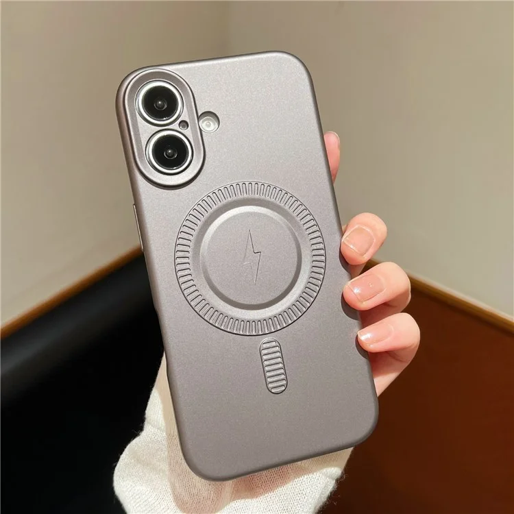 Para Iphone 16 Case Compatível Com MagSafe Anti-Drop Soft TPU Phone Shell - Cinza