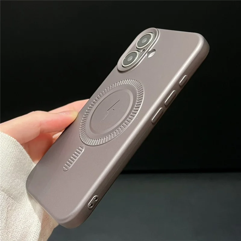 Para Iphone 16 Case Compatível Com MagSafe Anti-Drop Soft TPU Phone Shell - Cinza