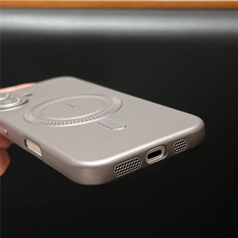Para Iphone 16 Case Compatível Com MagSafe Anti-Drop Soft TPU Phone Shell - Cinza