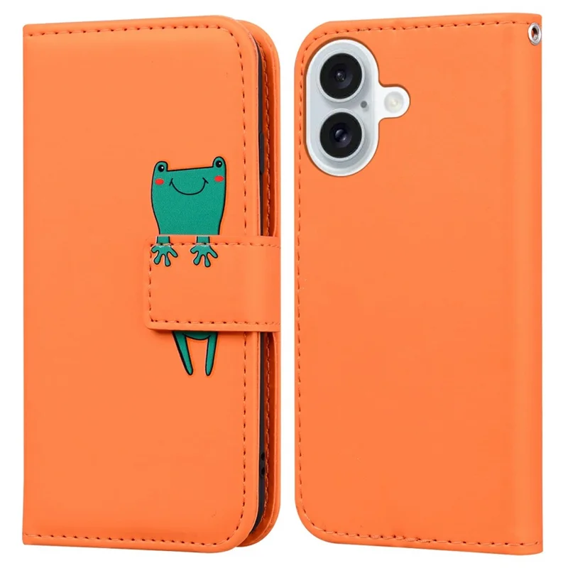 Pour Iphone 16 Plus Cassette de Caricature de Dessin Animé Couverture de Téléphone en Cuir - Orange