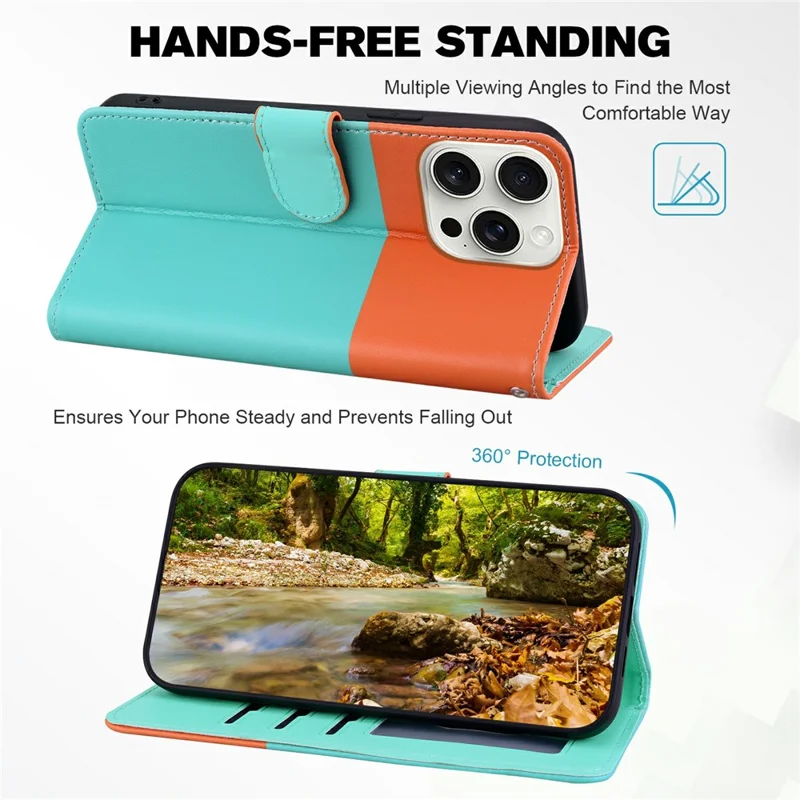 Série de Animais de Estimação de Desenhos Animados Para Iphone 16 Pro Max Wallet Case Splicing Splicing Leather Flip - Azul -celeste