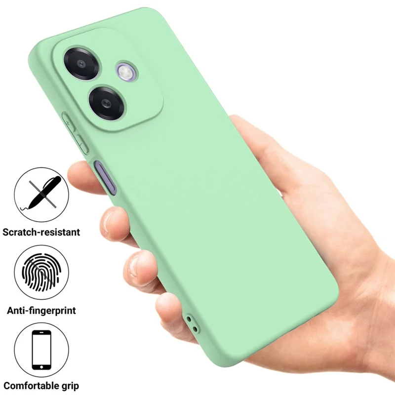 For Oppo A3x 5G / A40 4G Case Liquid Silicone Anti-Scratch Phone Cover with Hand Strap - Green