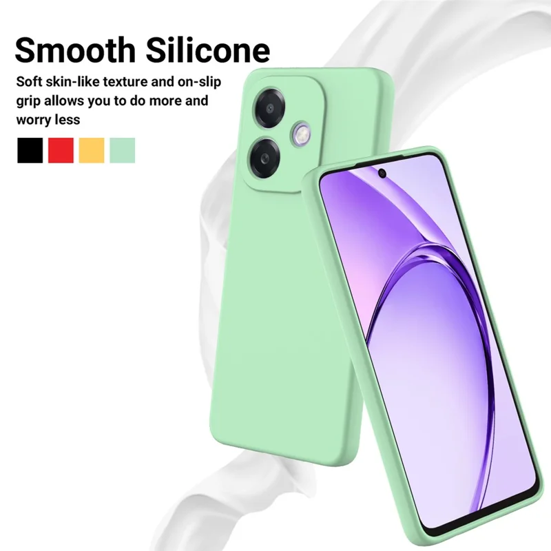 For Oppo A3x 5G / A40 4G Case Liquid Silicone Anti-Scratch Phone Cover with Hand Strap - Green