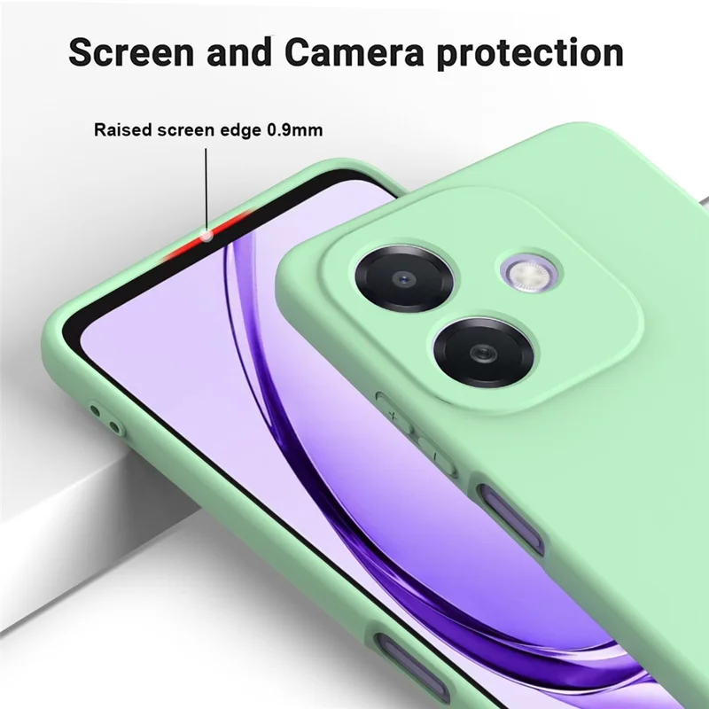 For Oppo A3x 5G / A40 4G Case Liquid Silicone Anti-Scratch Phone Cover with Hand Strap - Green