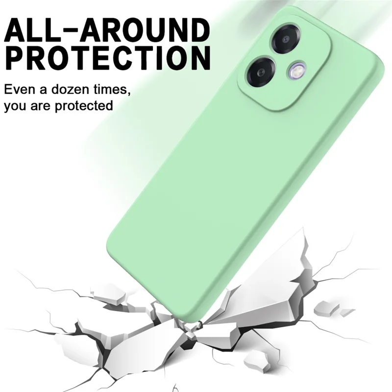 For Oppo A3x 5G / A40 4G Case Liquid Silicone Anti-Scratch Phone Cover with Hand Strap - Green