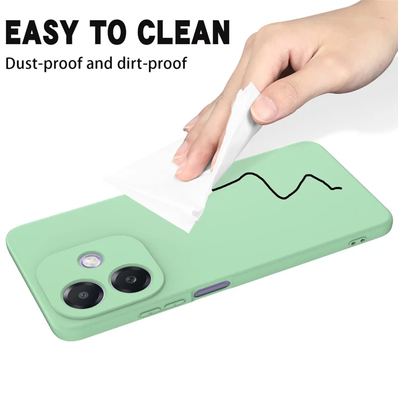 For Oppo A3x 5G / A40 4G Case Liquid Silicone Anti-Scratch Phone Cover with Hand Strap - Green