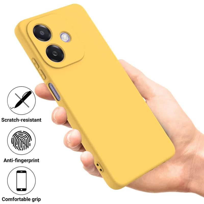 For Oppo A3x 5G / A40 4G Case Liquid Silicone Anti-Scratch Phone Cover with Hand Strap - Yellow