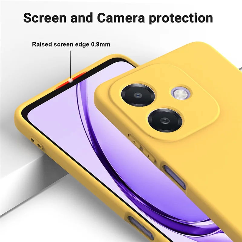For Oppo A3x 5G / A40 4G Case Liquid Silicone Anti-Scratch Phone Cover with Hand Strap - Yellow