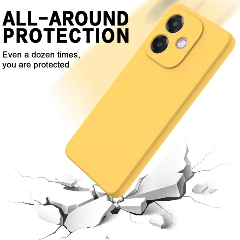 For Oppo A3x 5G / A40 4G Case Liquid Silicone Anti-Scratch Phone Cover with Hand Strap - Yellow