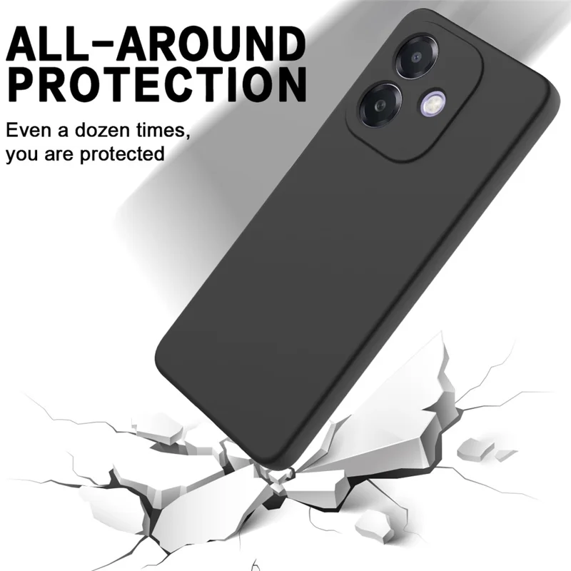For Oppo A3x 5G / A40 4G Case Liquid Silicone Anti-Scratch Phone Cover with Hand Strap - Black