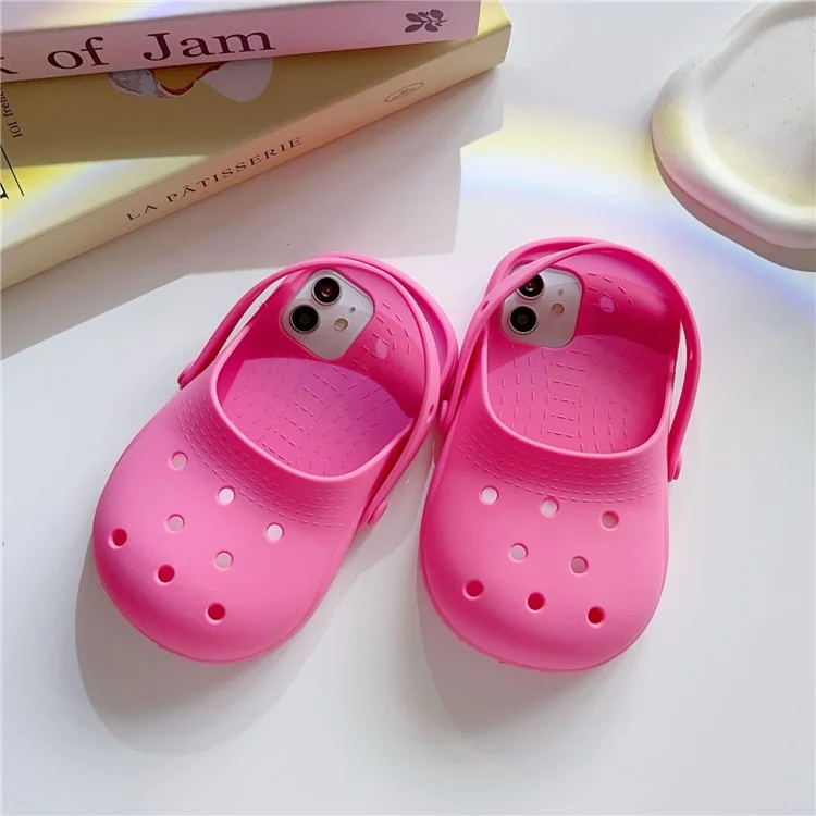 For iPhone 15 Case Cute Sandal-Shaped Design Silicone Phone Cover - Rose