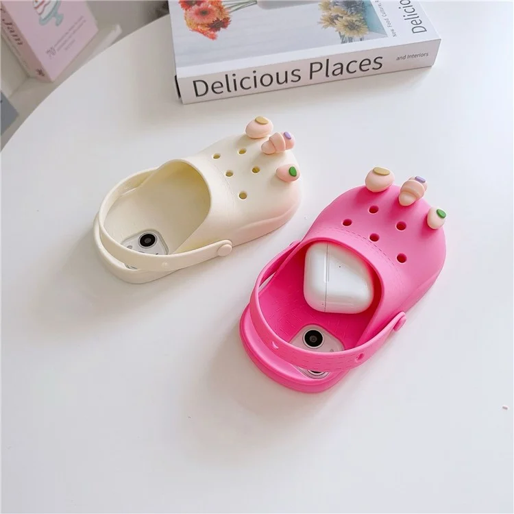 For iPhone 15 Case Cute Sandal-Shaped Design Silicone Phone Cover - Rose