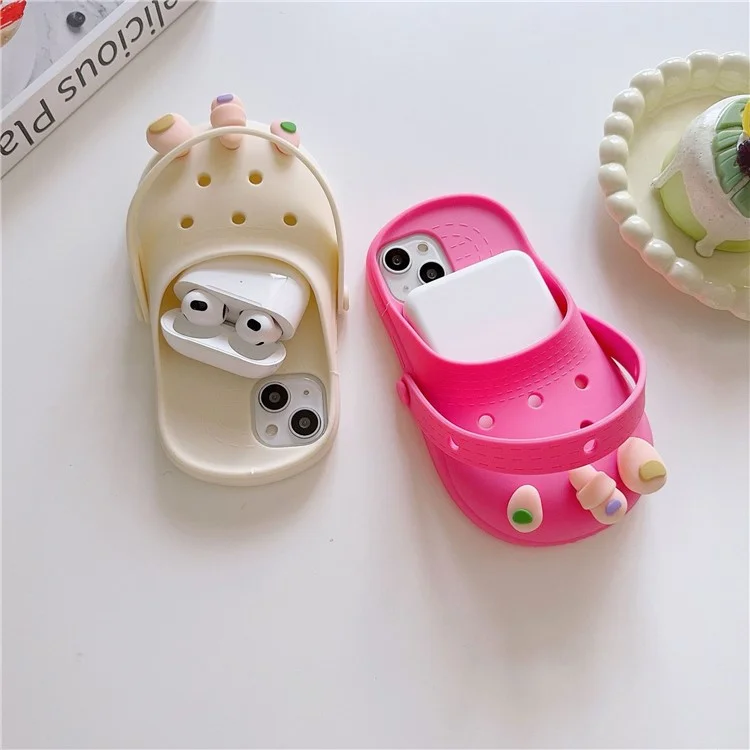 For iPhone 15 Case Cute Sandal-shaped Design Silicone Phone Cover - White
