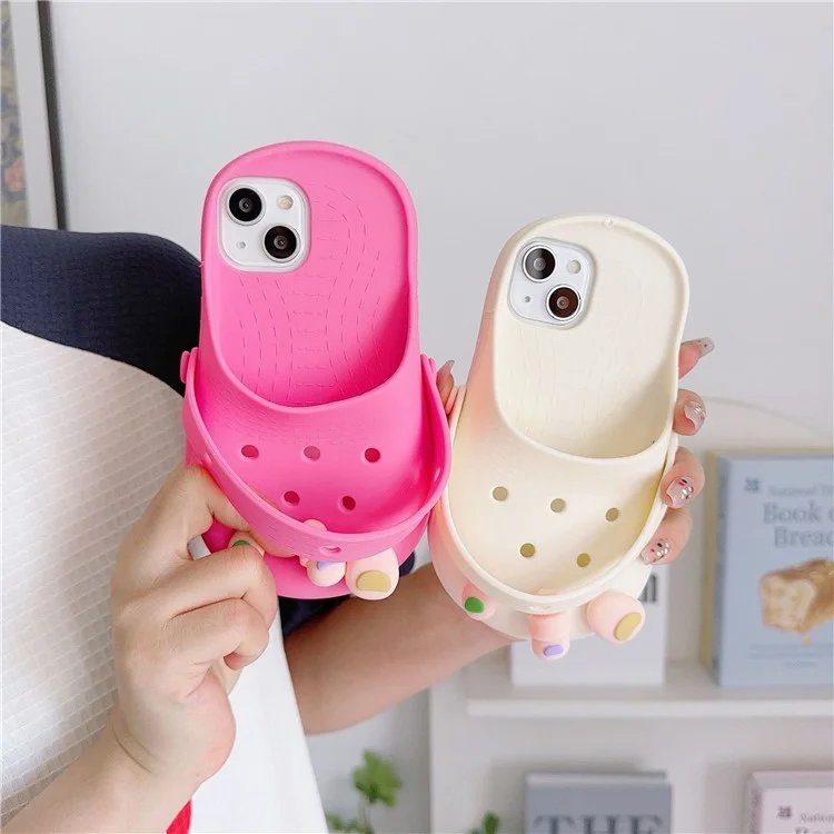 For iPhone 15 Case Cute Sandal-shaped Design Silicone Phone Cover - White