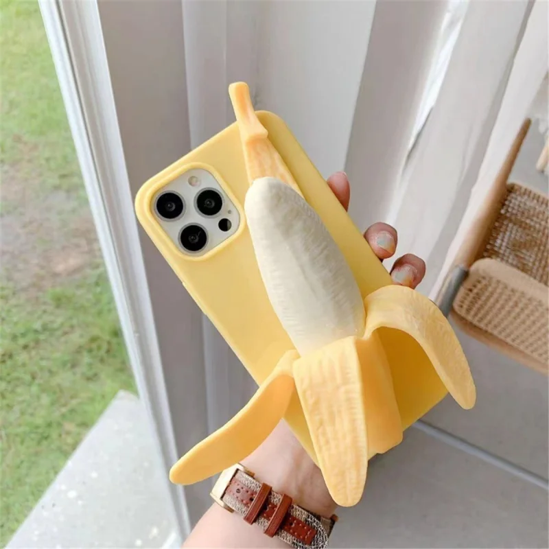 Funda para iPhone 16 Pro Case 3D Banana Decor Stress Relief Silicone Protective Cover