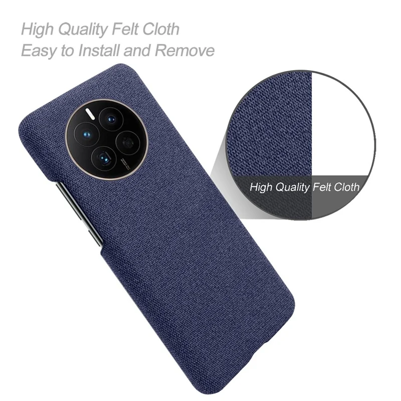 For Huawei Mate 50 4G Shockproof Case Solid Color Hard PC+Cloth Anti-Scratch Protective Cover - Blue